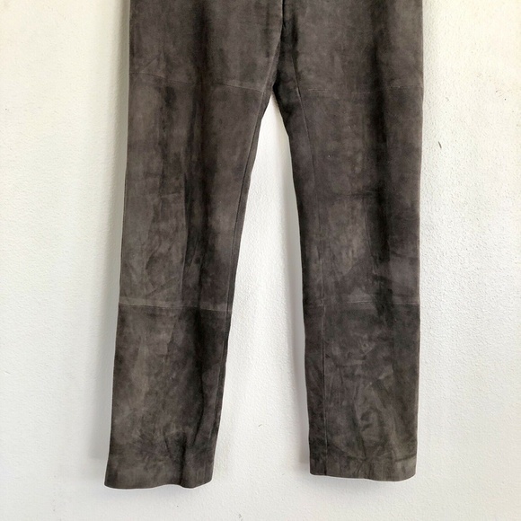 Vintage MAXMARA F/W 1999 Suede Leather Straight Leg Trouser Pants in Brown - Picture 6 of 8
